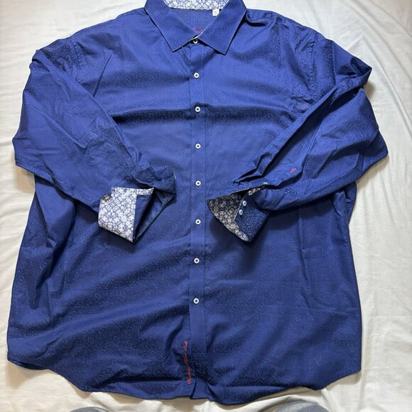 Robert Graham Mens 3XL Classic Flip Paisley Blue Button Up Shirt Plaid - Picture 1 of 7